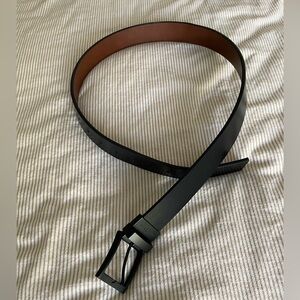 Black Leather Belt with Brown Interior